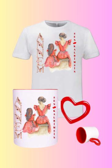 Anneler Günü Hediyesi Baskılı T-Shirt-Kupa Kombin
