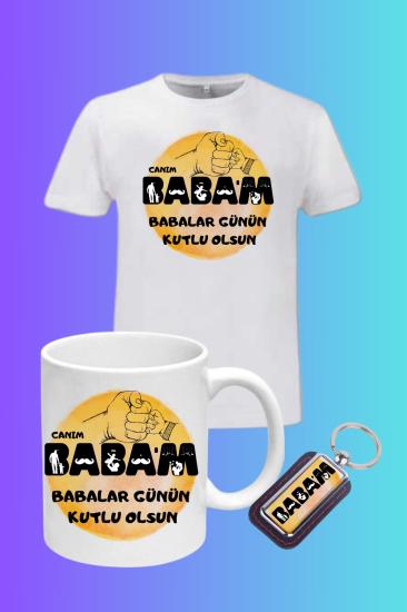 Babalar Günü Hediye Kombin Tişört Anahtarlık Kupa