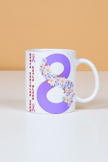 8 Mart Temalı Baskılı Porselen Kupa Bardak Çay Kahve Fincanı