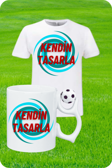 Kişiye Özel Baskılı T-Shirt - Futbol Toplu Kupa Kombin Set